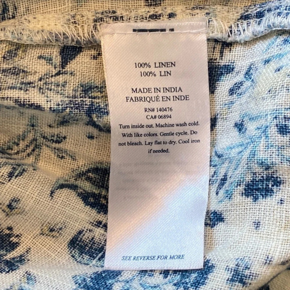 Faherty Salinas Floral Lace-up Linen Top blue 33764 - Picture 13 of 15